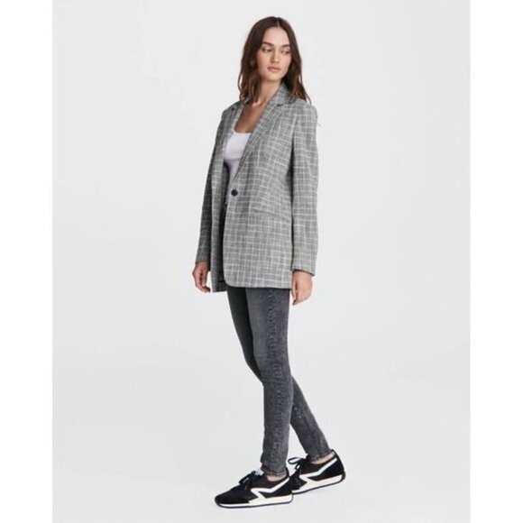 💕RAG & BONE💕 Ames Deconstructed Check Tweed Relaxed Fit Blazer Grey 8 NWT - Picture 6 of 16